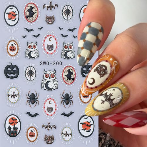 Halloween Ghost Pumpkin Nail Art Stickers 10PCS Self-Adhesive Gothic Halloween Design