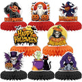 Halloween Honeycomb Table Centerpieces Set - 8 Pack Pumpkin Ghost Cat Decor