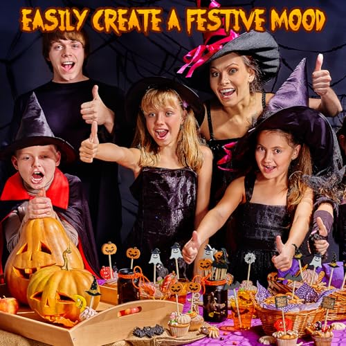 Halloween Cocktail Picks Set - 6 Unique Bamboo Toothpick Decorations for Parties