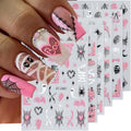 Halloween Nail Stickers Set - 3D Self-Adhesive Glitter Spider Web Ghost Bat Skull for Autumn DIY Nails