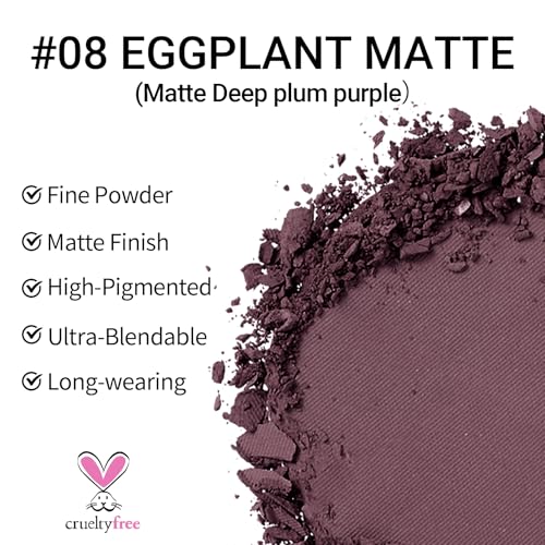 Erinde Eggplant Matte Single Eyeshadow - Deep Dark Mauve Purple for Mature Eyes