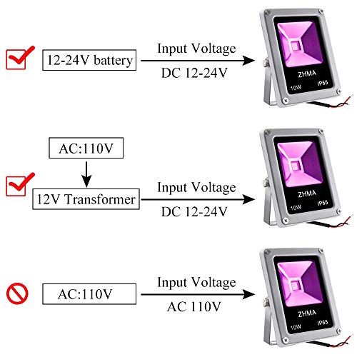 10W Waterproof Black Light LED 12V Party & Glow Effects, 2 Pack