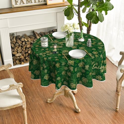 Horaldaily St. Patrick's Day Green Round Tablecloth 90 x 90 Inch Seasonal Home Decor