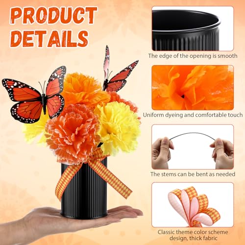 Dia De Los Muertos Altar Decorations Set - 110 Pcs with Marigold Flowers Monarch Butterflies Ribbon