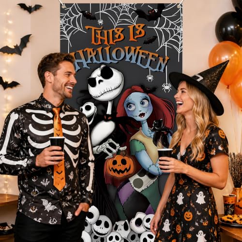 Halloween Door Cover Skeleton & Ghost Decor for Porch & Wall