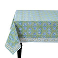 Ridhi Verdant Mist Hand Block Print Cotton Tablecloth 120x60 Rectangular