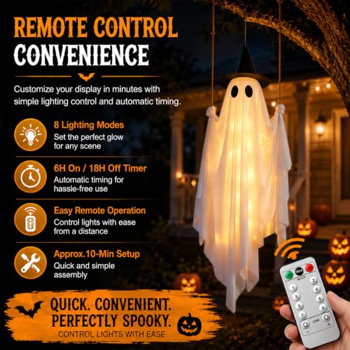 Halloween Hanging Swing Ghost 5FT - Outdoor Yard & Porch Decor - Variation A