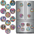 Halloween Sugar Skull Diamond Art Magnets - Multi Color Skeleton Design, 12 Pack