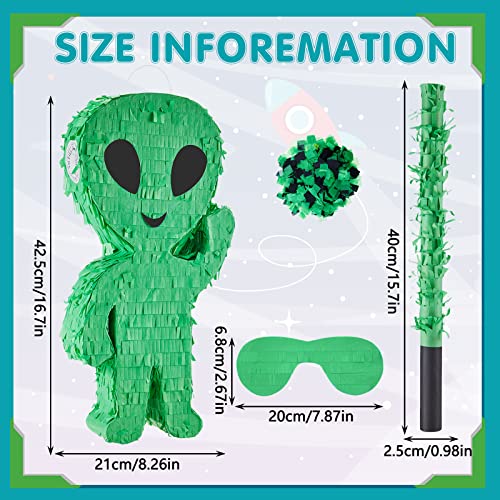 Alien Piñata with Stick, Blindfold & Confetti for Kids Party - Space Theme
