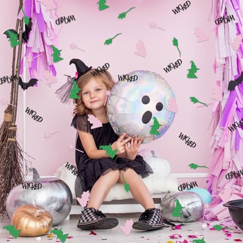 Witch Confetti Set - Style 2 Pink Green Glitter Witch Party Decorations