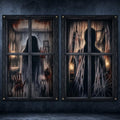 Halloween Window Decorations 2-Piece Scary Door Cover Curtains - Spooky Door Panel Set