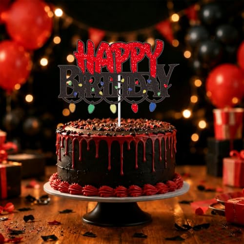 Red and Black Halloween Cake Topper Spooky Party Decoration