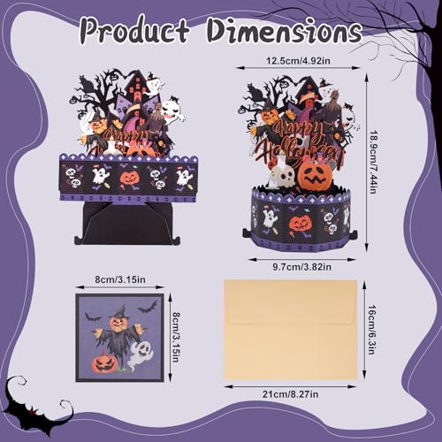 Halloween 3D Pop-Up Greeting Card with Envelopes - Ghosts Pumpkins Fun Holiday Decoration
