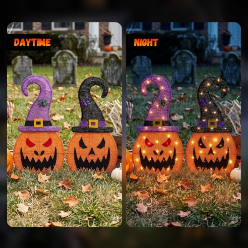 Veltenovaire 28-inch Halloween Lighted Pumpkin Set of 2 - Outdoor Decor