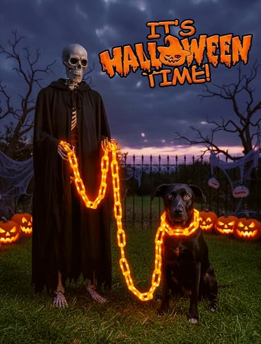 Halloween Chain Lights - 10.4 Ft 175 LED Orange String Lights with Battery & USB - IP65 Waterproof