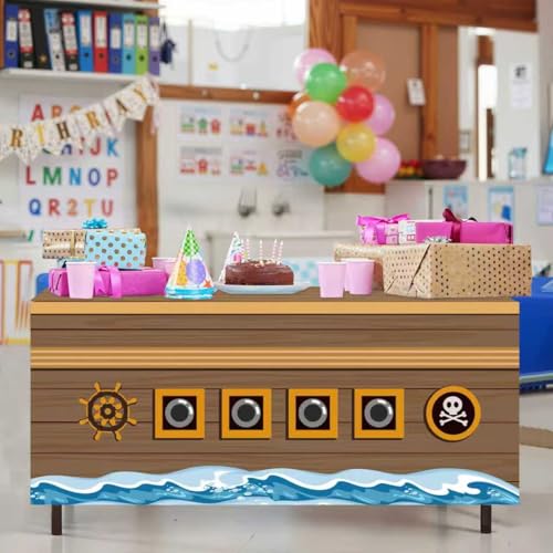 Pirate Party Tablecloth 72x30 Inch Nautical Ship Design for Kids & Adults - Pirate Variation