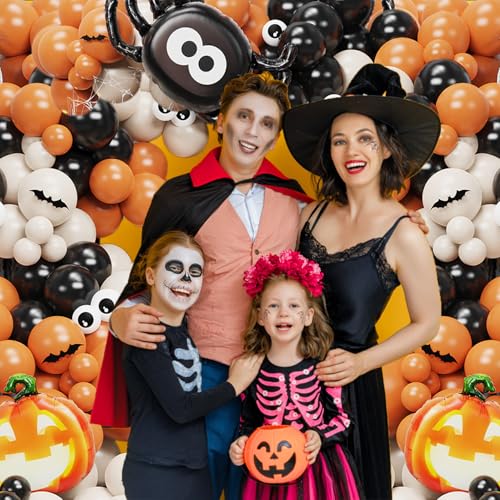 Halloween Balloon Garland Arch Kit with Eyeball, Ghost, Spider & Pumpkin Foil Balloons