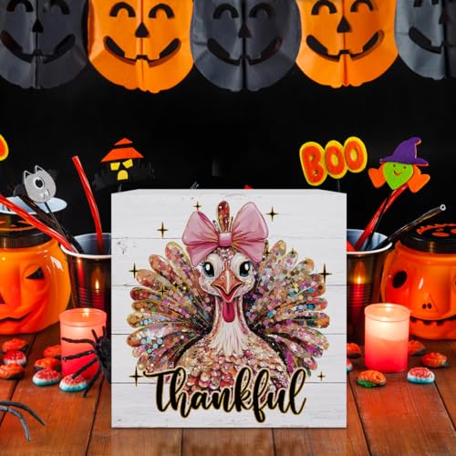 Thanksgiving Wooden Box Sign - Fall Decor for Indoor Home & Party - Turkey 2