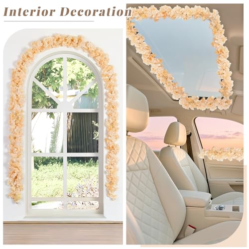Champagne Cherry Blossom Garland Set - 2 Pieces, 11.8FT for Wedding & Party Decor