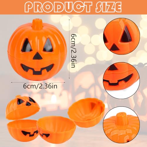 Halloween Plastic Mini Pumpkin Candy Containers - 10 Pack Orange Fillable Gift Holders
