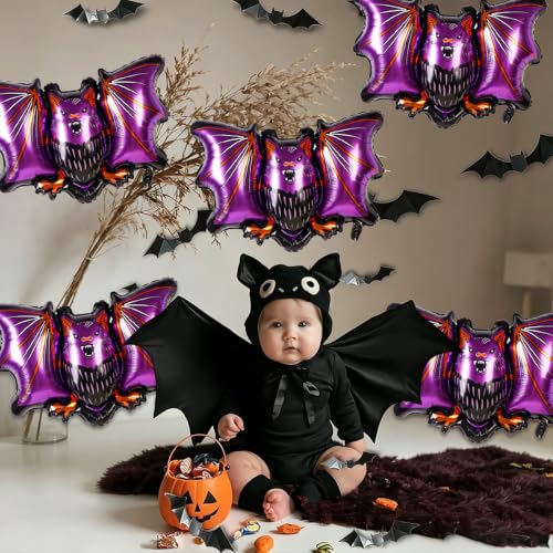 Halloween Bat Balloons - Large Foil Bat Decor for Party & Celebration - Variation of Bat
