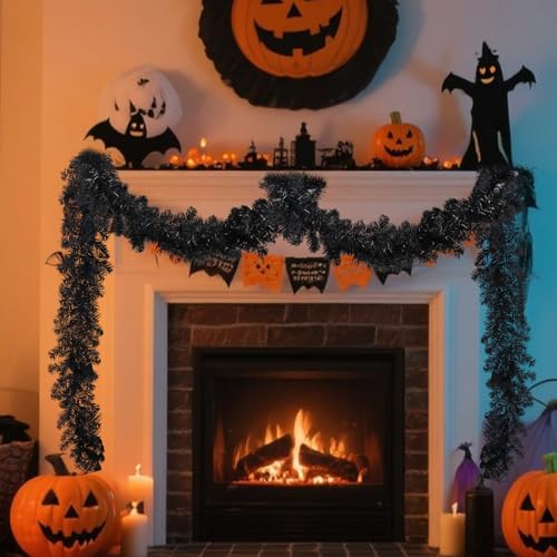 9FT Artificial Halloween Pine Garland for Home Decor and Party Decorations