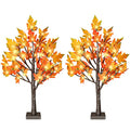 2 Pack 24 Inch Lighted Maple Trees with 36 LEDs & Acorns - Fall Thanksgiving Decor