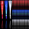 Glow Fiber Wand Set - 36 Pack Red Blue White Light Up Glow Sticks with 3 Flashing Modes for Parties and Events - Variation: Red Blue White