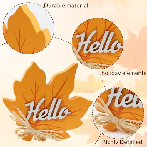 Fall Wooden Sign Set - Pumpkin Maple Leaf Acorn Thanksgiving Decor