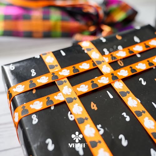 Happy Halloween Ribbon Set - Assorted Halloween Grosgrain & Satin Ribbons, 5 Rolls, 10 Yards