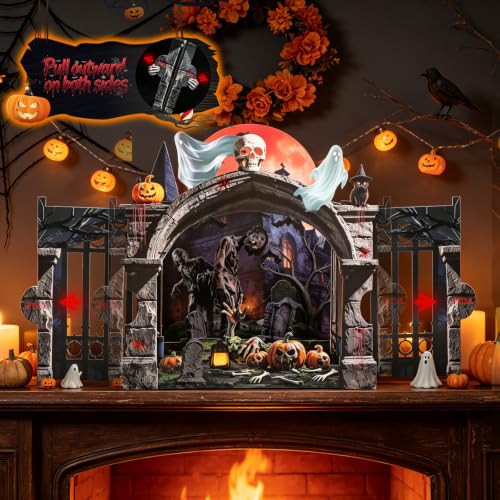 Halloween Pop Up Greeting Card with Lights and Creepy Sounds - Haunted Castle Design