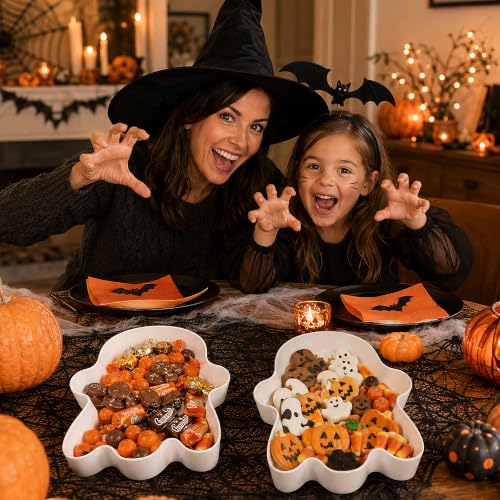 Ghost-Shaped Halloween Candy Serving Trays - 3 Pack Ghost Candy Bowls