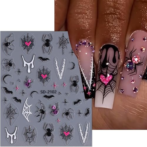 Halloween Nail Stickers Set - Ghost, Spider, Bat Web Decals for Nail Art