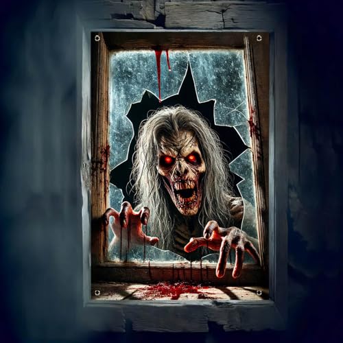 Halloween Zombie Window Cover - 31x47 Inch Polyester Decoration - Variation 248023AXNYF