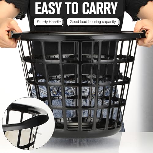 Black Plastic Laundry Baskets Set of 8 with Easy Carry Handles - Uiifan