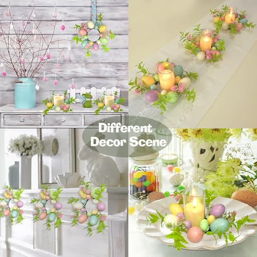 Easter Egg Candle Rings Set of 3 Spring Wreaths for Candle Holders and Decor