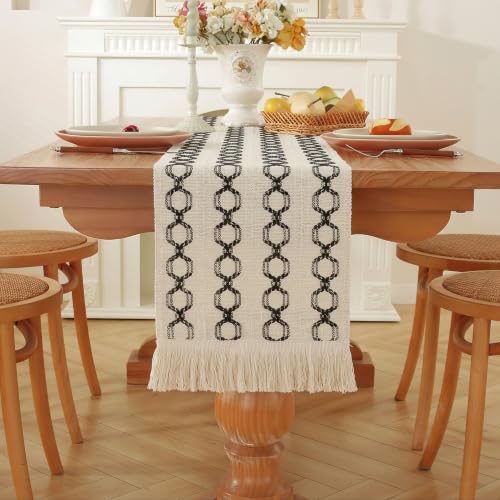 Black Boho Table Runner 12x72 Inches for Fall Thanksgiving Home Decor - Variation: Lantern