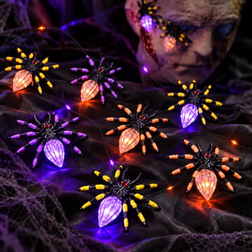 Halloween Spider String Lights 10FT 15 LED Waterproof Fairy Lights with Remote