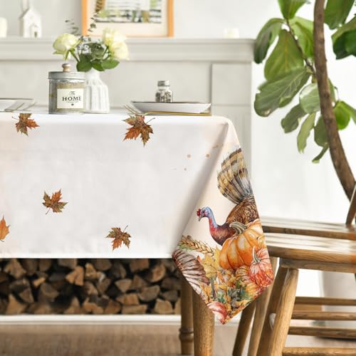 Orange Thanksgiving Tablecloth 60x120 Inch Rectangular Holiday Decor