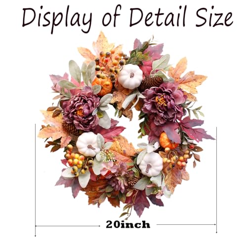 Fall Wreath for Front Door - Autumn Decor with Pink Variation - 20 Inch