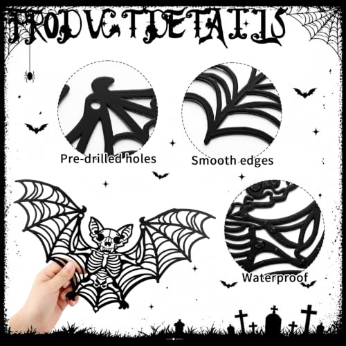 Halloween Gothic Bat Wall Decor Metal Skeleton 11.8 x 6.9 Inches