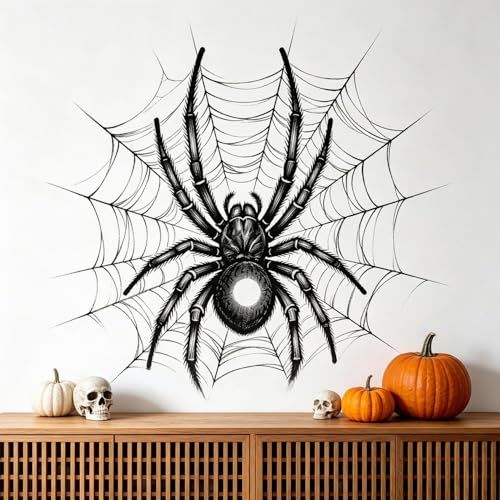 Halloween Window Cling Spider Web Decorations - Style12, Spooky Black Stickers for Glass, Walls, Home & Office