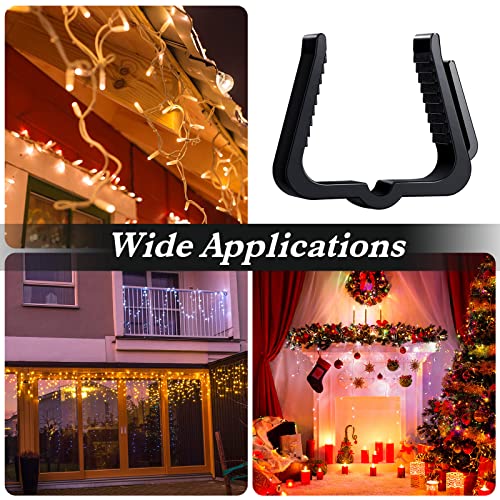 Christmas Light Clips Gutter Hooks - Black, 200 Pcs - Holiday Decoration