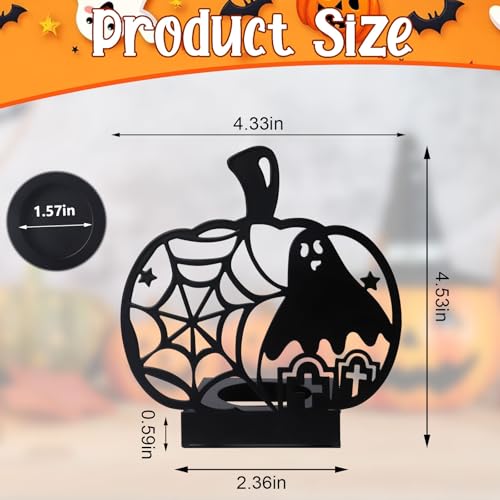 ABTOLS Halloween Shadow Candle Holder Ghost - Spooky Pumpkin & Web Design