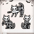 Halloween Black Cat Wall Decor 3 Pcs Wooden Door Toppers - White Variation