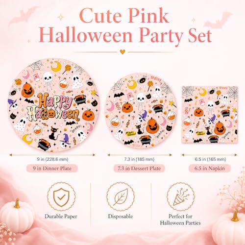 Halloween Plates and Napkins Set - 200 Pcs Party Tableware for Festive Events