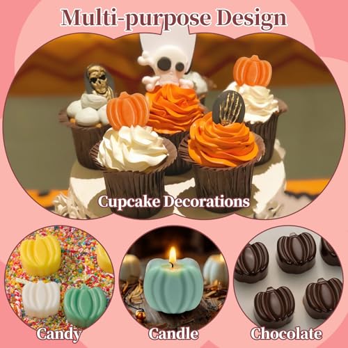 Pink Blue Pumpkin Silicone Mold for Halloween & Fall Chocolate Candy Baking - 2 PCS