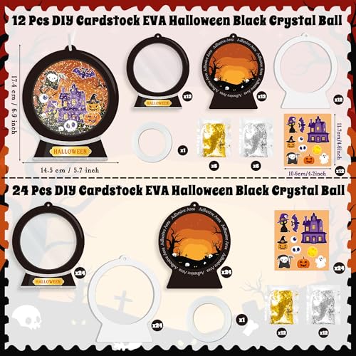 Halloween Snow Globe Craft Kit - 12 Pcs DIY Ghost & Haunted House Decorations