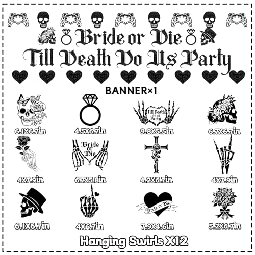 Halloween Bachelorette Party Decorations Set with Banners, Garlands & Hanging Swirls