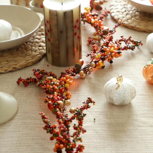 Berry Garland with Lights - Fall 6.5FT Battery Operated Fairy Lights with Remote